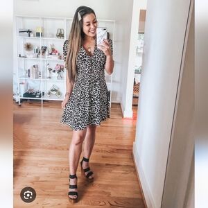 Something Navy Leopard Print Button down mini dress